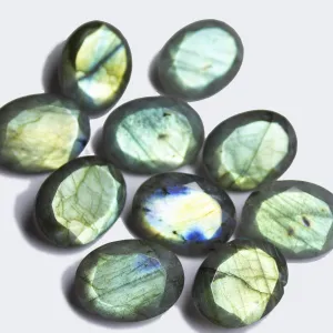 1 matching pair, Natural Blue Labradorite Faceted Oval Beads 20x15mm