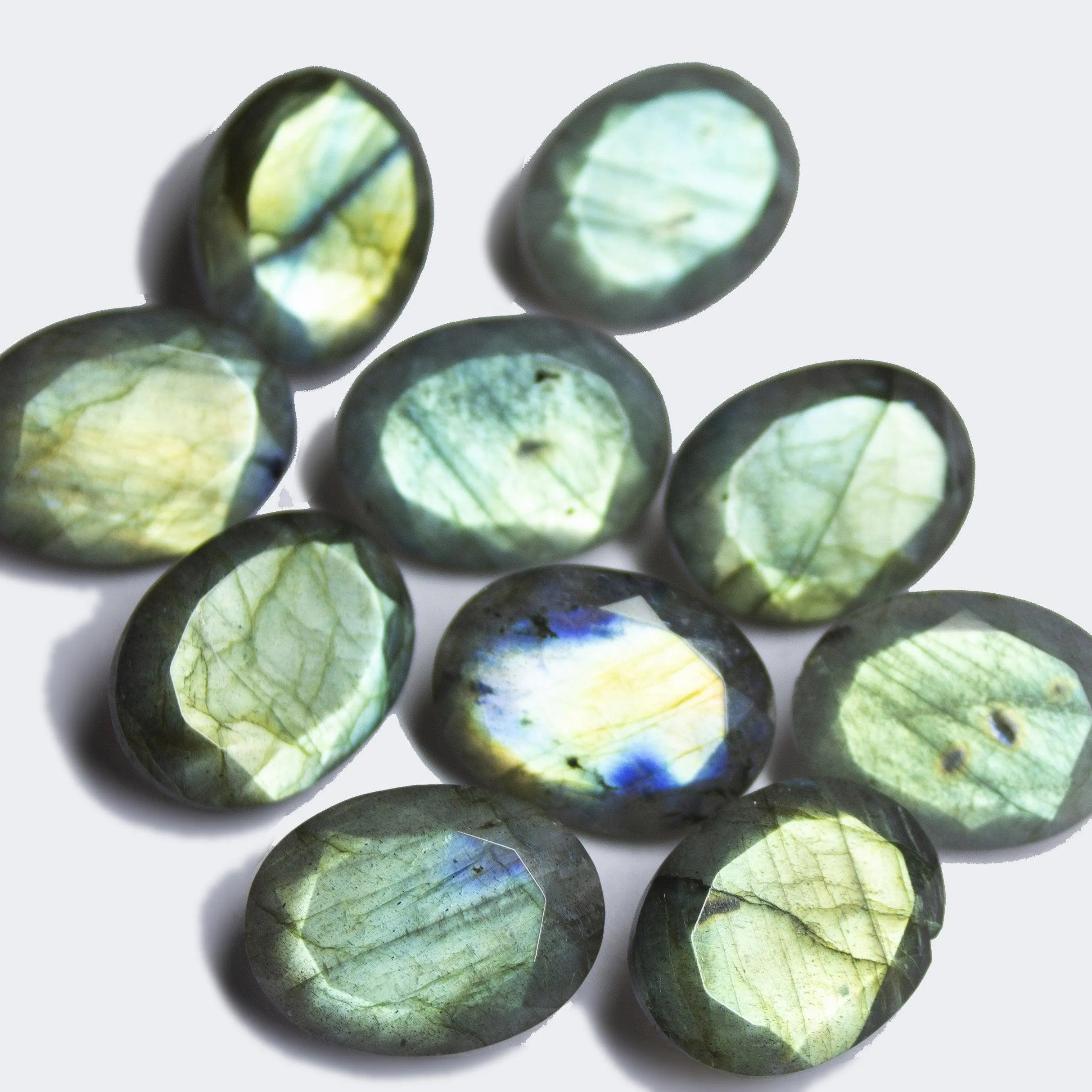 1 matching pair, Natural Blue Labradorite Faceted Oval Beads 20x15mm