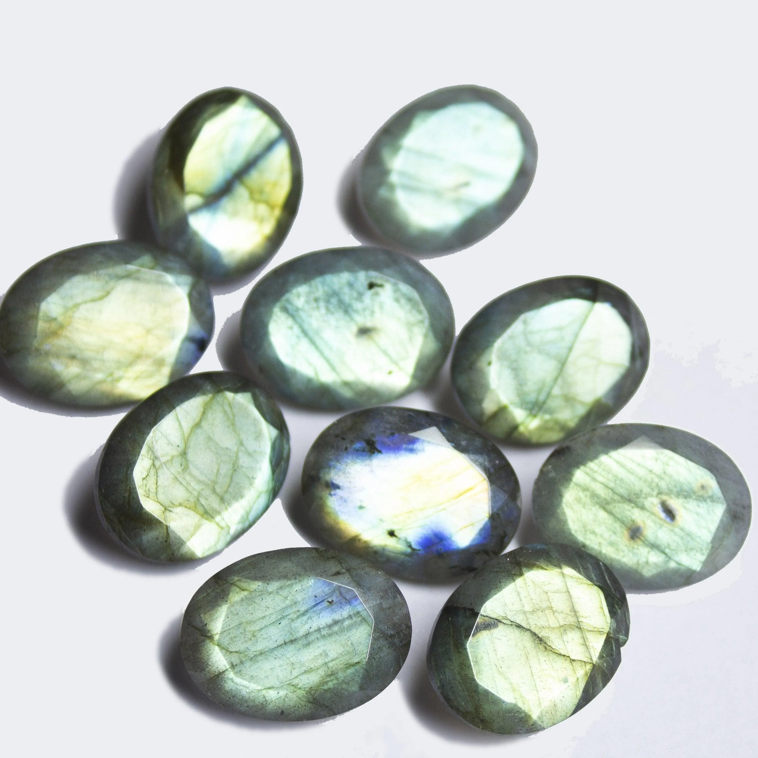 1 matching pair, Natural Blue Labradorite Faceted Oval Beads 20x15mm