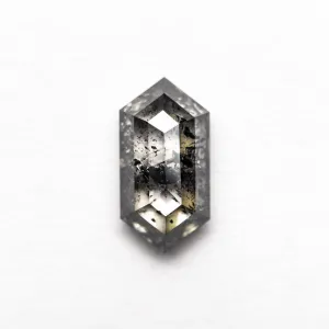 1.36 CARAT BLACK SPECKLED ROSE CUT HEXAGON DIAMOND