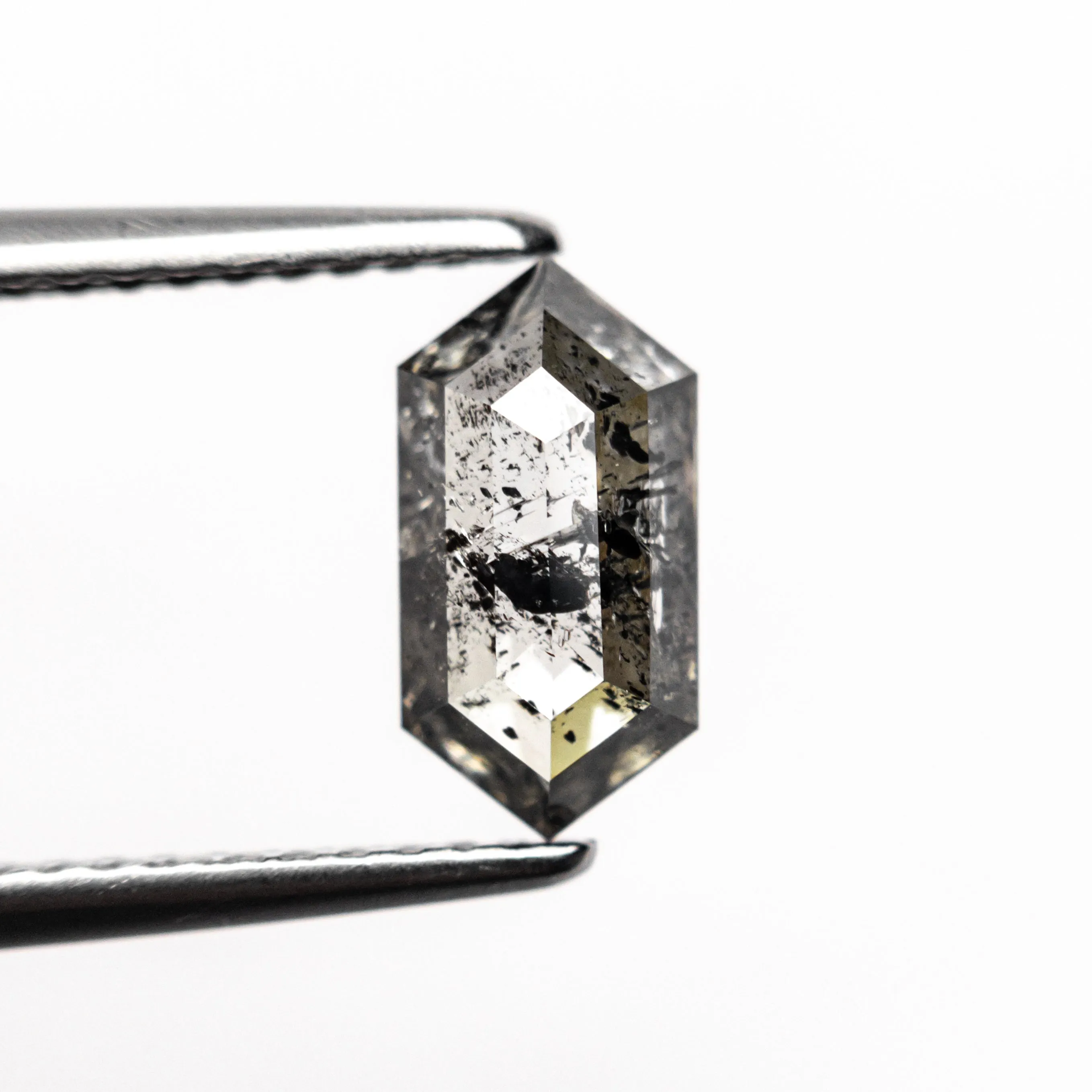 1.36 CARAT BLACK SPECKLED ROSE CUT HEXAGON DIAMOND