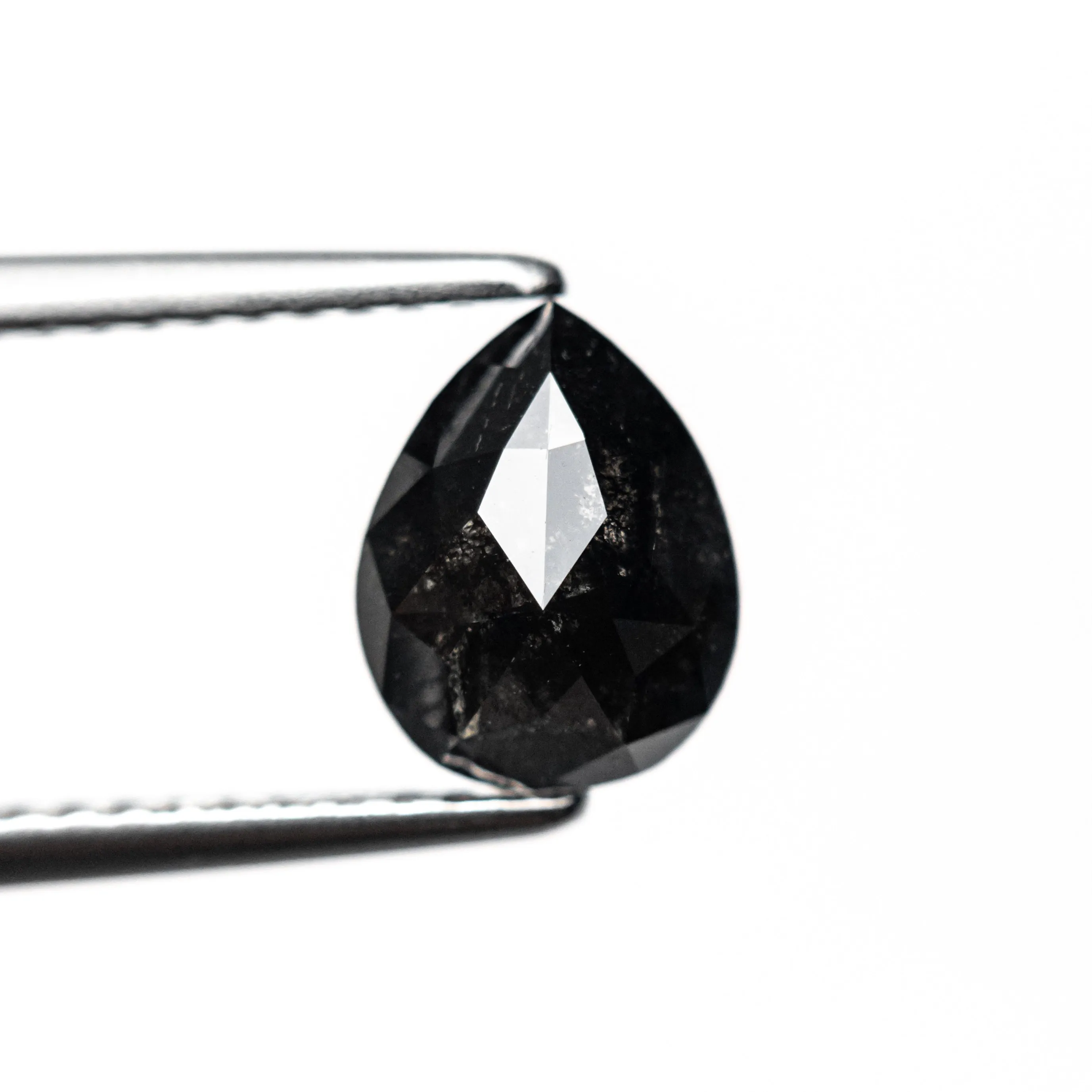 1.52 CARAT BLACK SPECKLED ROSE CUT PEAR DIAMOND