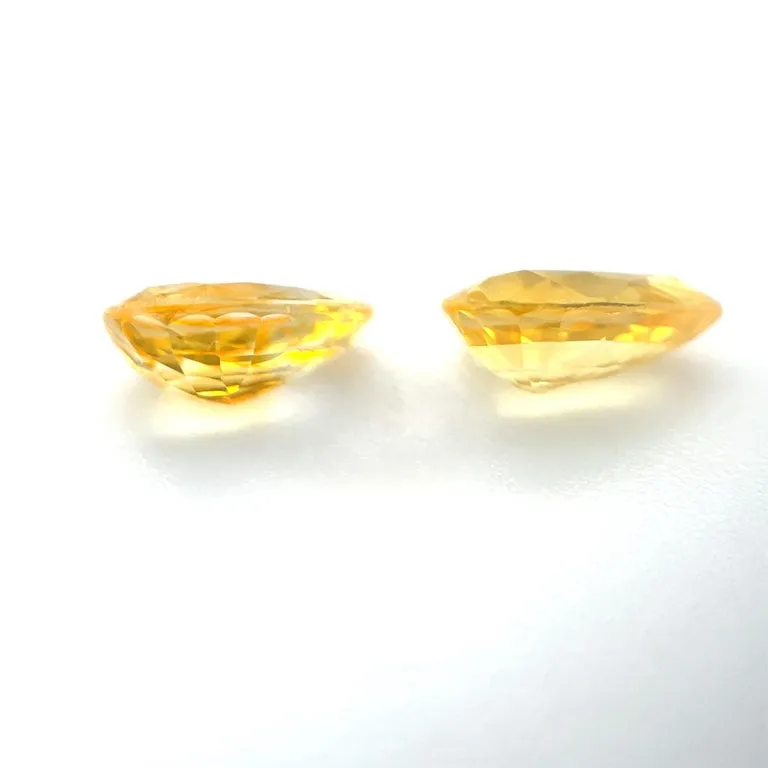 1.70 Carat Total Pair of Pear Shaped Yellow Sapphires for Earrings, Loose Gems