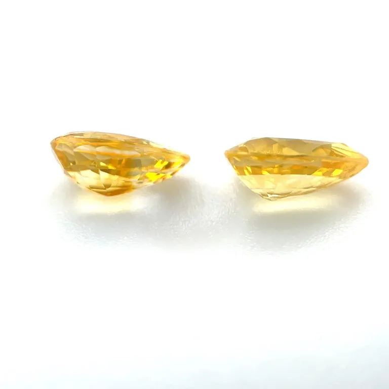 1.70 Carat Total Pair of Pear Shaped Yellow Sapphires for Earrings, Loose Gems