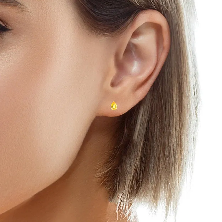 1.70 Carat Total Pair of Pear Shaped Yellow Sapphires for Earrings, Loose Gems