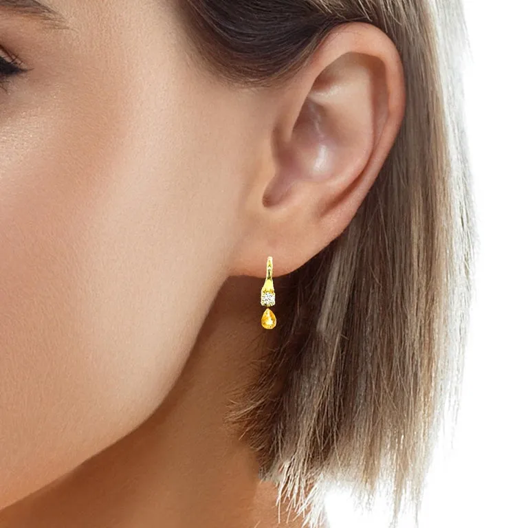 1.70 Carat Total Pair of Pear Shaped Yellow Sapphires for Earrings, Loose Gems
