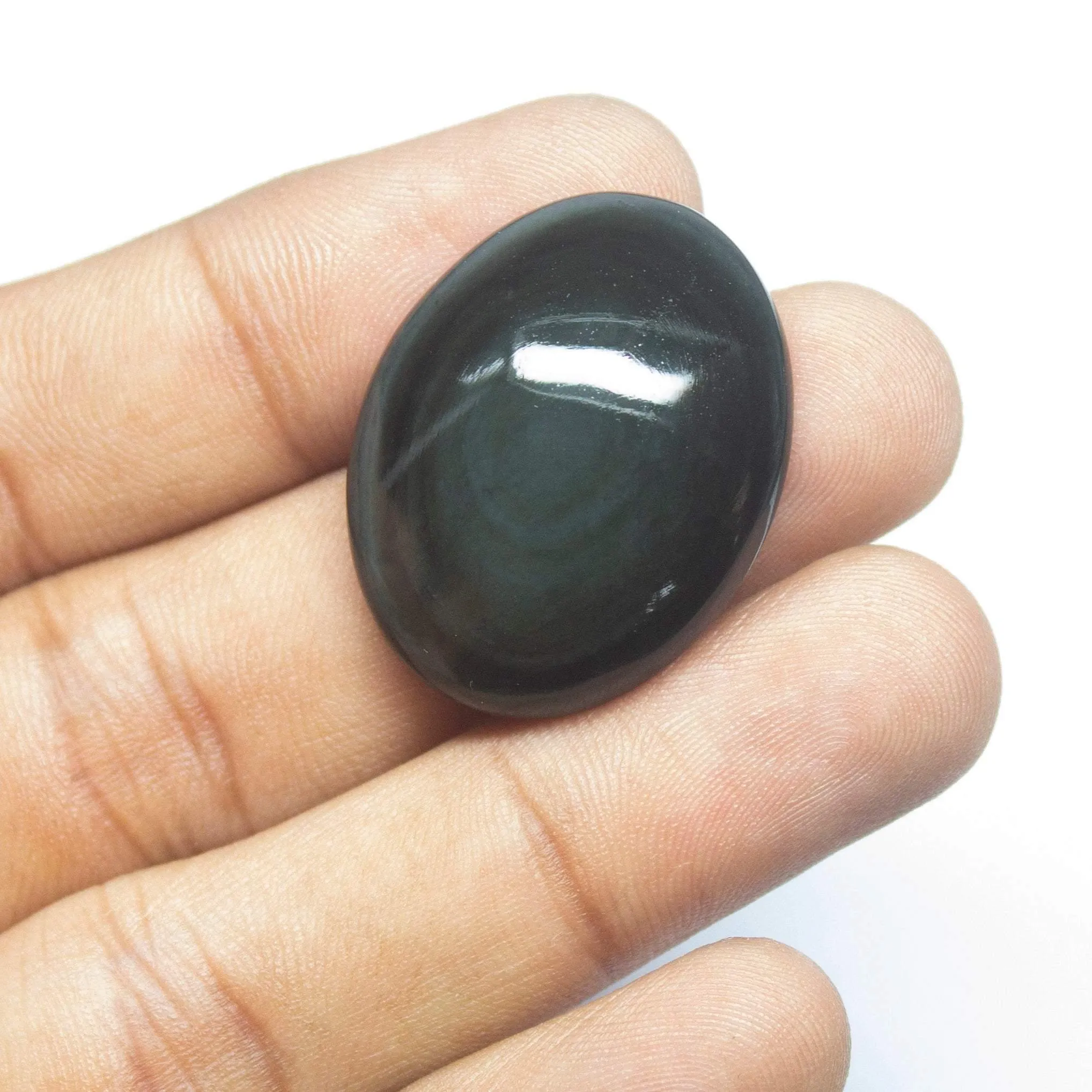 38 carats, 30x24x8mm, Rainbow Obsidian Smooth Plain Oval Cabochon Loose Gemstone