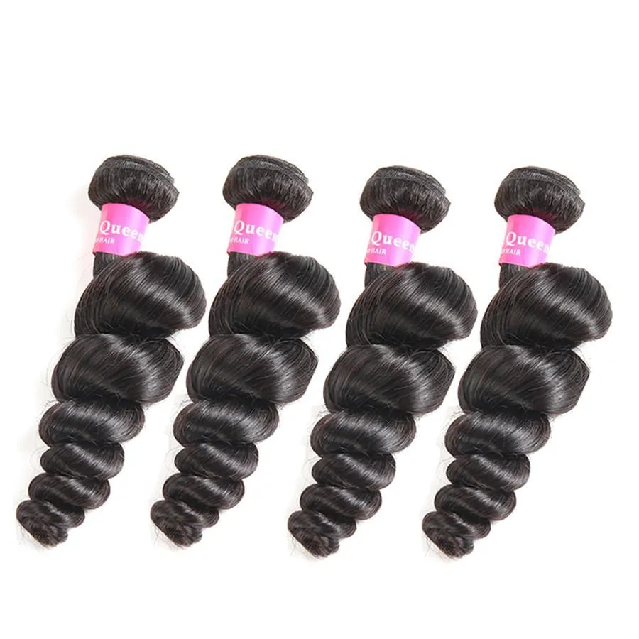 4 Bundles Loose Wave Human Virgin Hair Natural Black