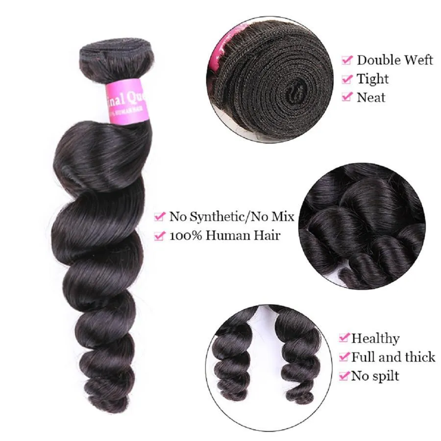 4 Bundles Loose Wave Human Virgin Hair Natural Black