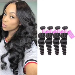 4 Bundles Loose Wave Human Virgin Hair Natural Black