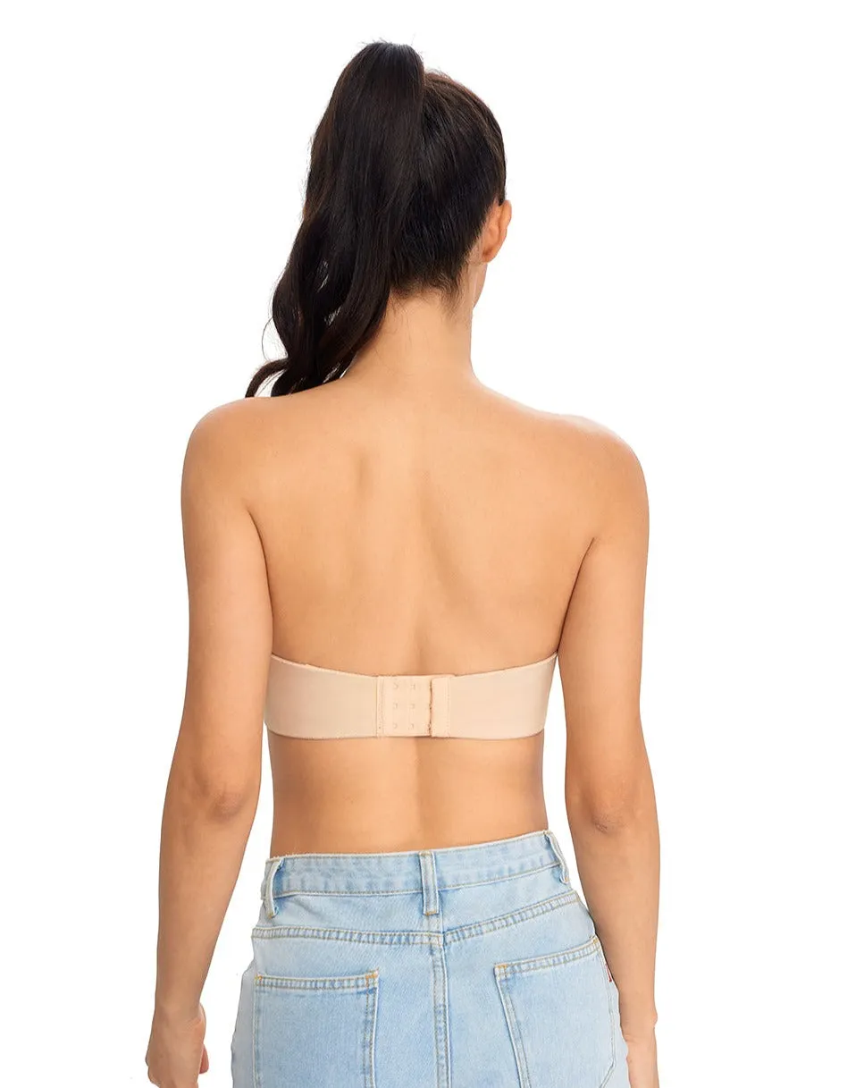 429 DotVol Women's Seamless Bandeau Unlined Underwire Minimizer Strapless Bra for Large Bust Beige