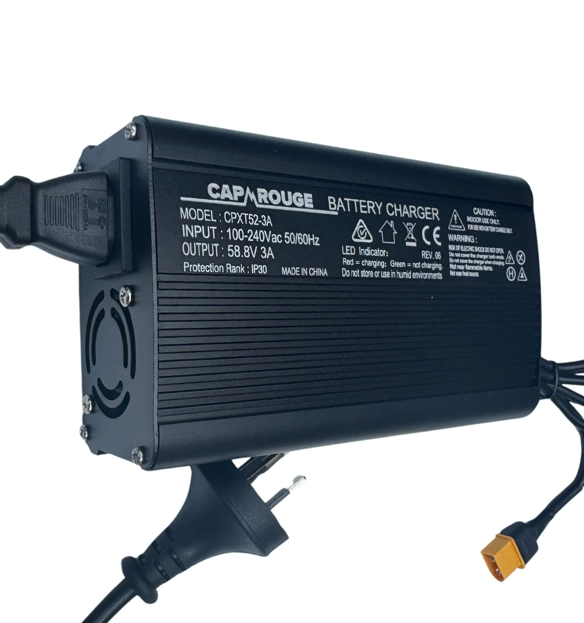 52V 3A eBike Smart Charger - 3 Amp For Lithium-Ion Battery
