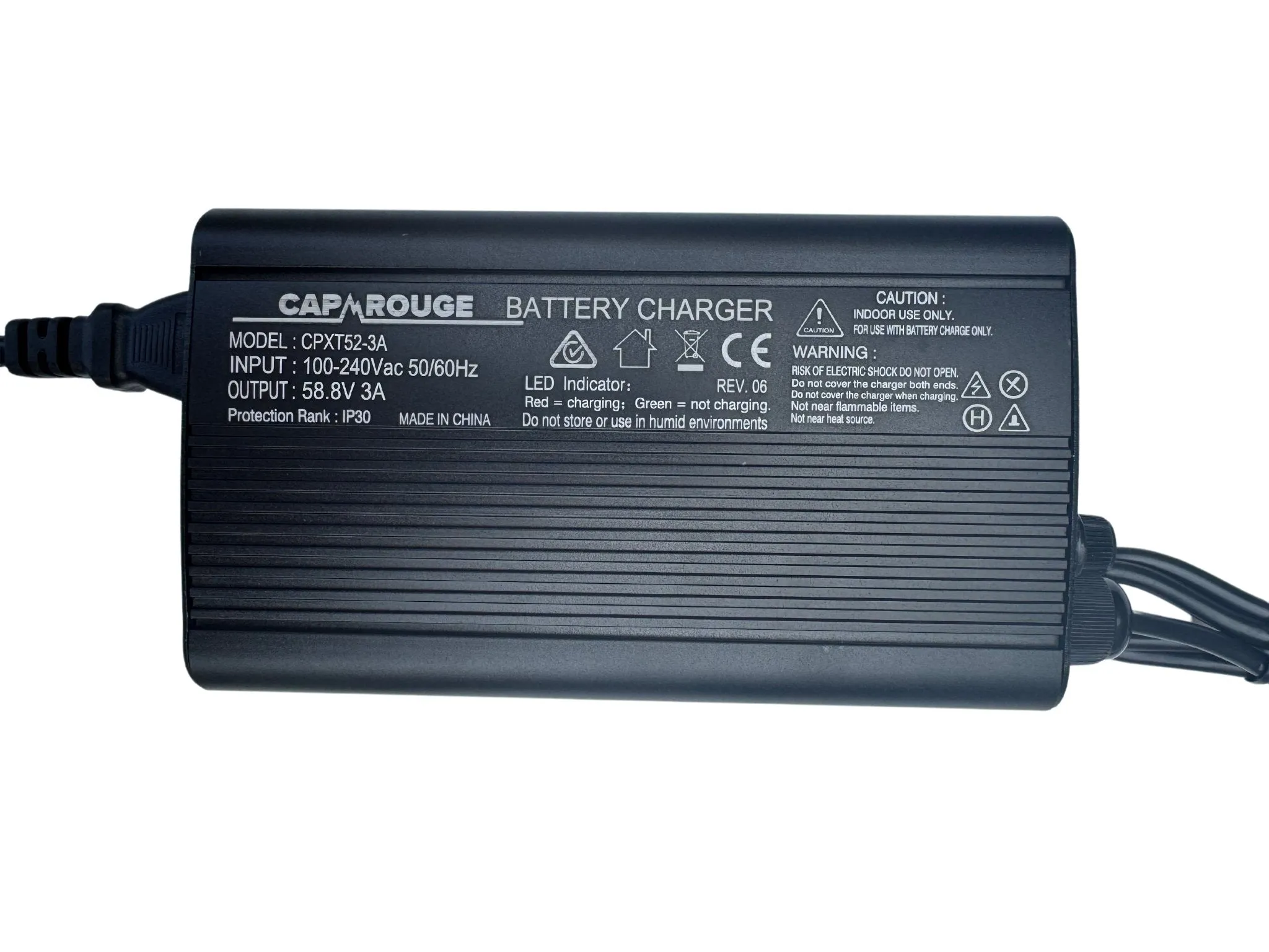 52V 3A eBike Smart Charger - 3 Amp For Lithium-Ion Battery