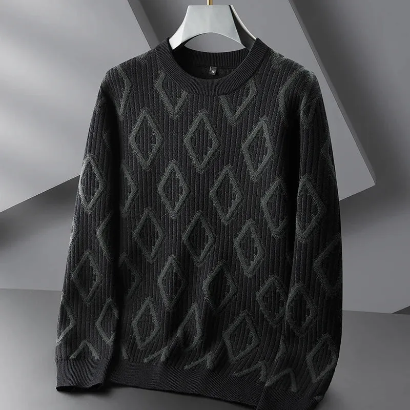 8XL 7XL 6XL 2024 New Fall Winter High Quality Fashion Argyle Plaid Sweater Men Thick Warm Mens Sweaters Casual Loose Pullovers