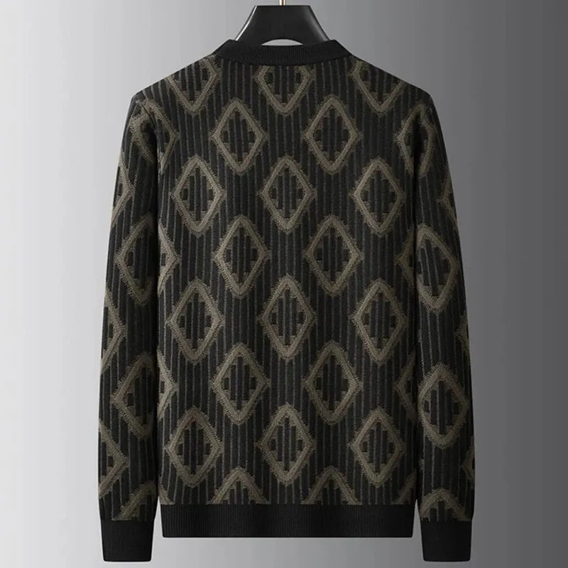 8XL 7XL 6XL 2024 New Fall Winter High Quality Fashion Argyle Plaid Sweater Men Thick Warm Mens Sweaters Casual Loose Pullovers