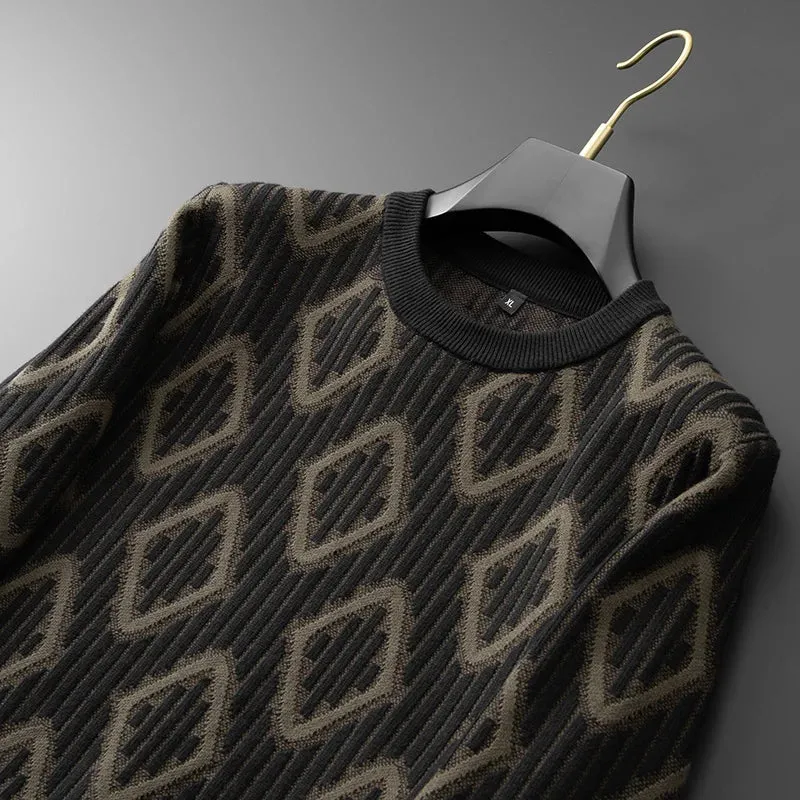 8XL 7XL 6XL 2024 New Fall Winter High Quality Fashion Argyle Plaid Sweater Men Thick Warm Mens Sweaters Casual Loose Pullovers
