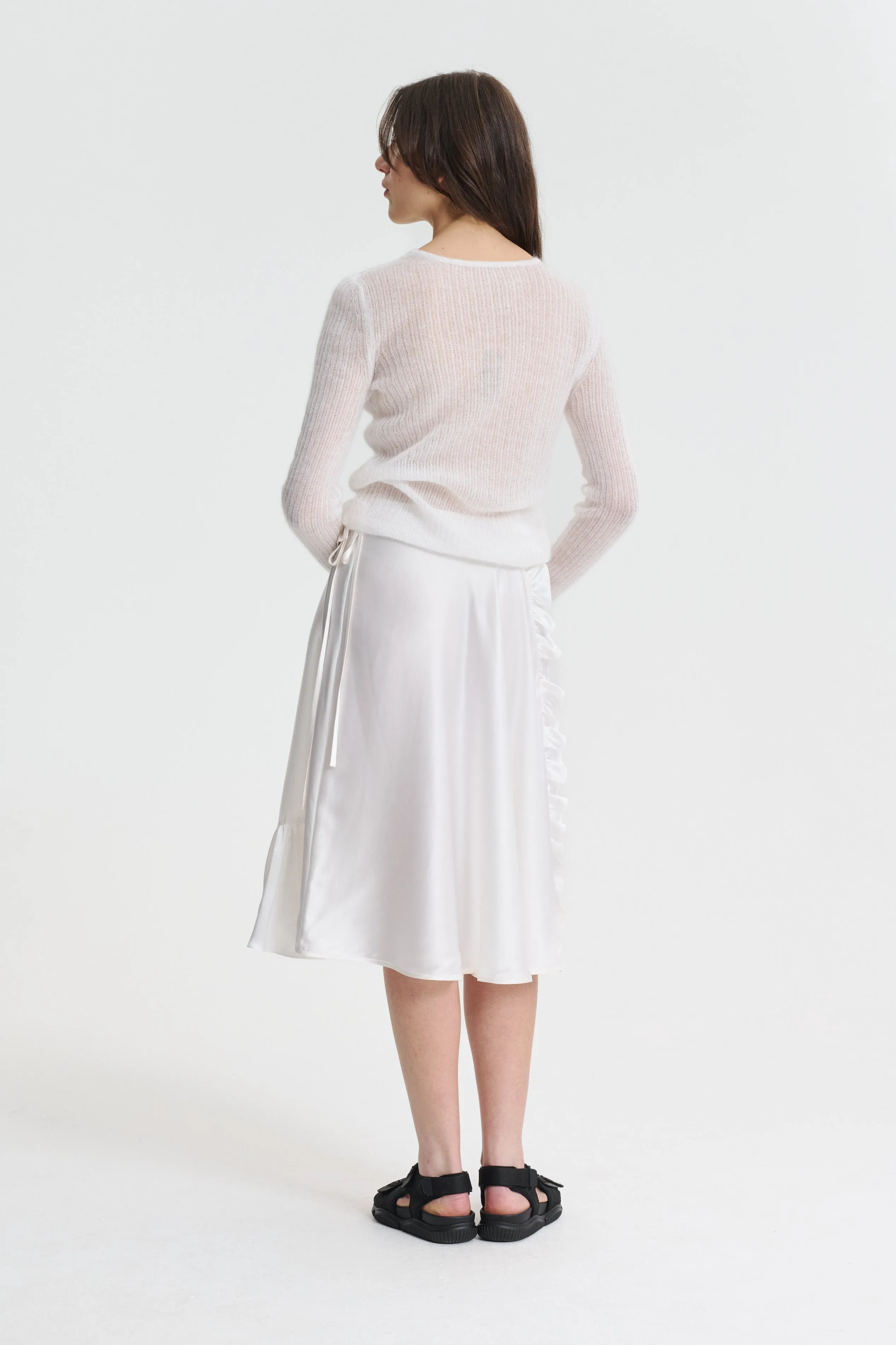 ADELINA | SKIRT SILK SATIN WHITE