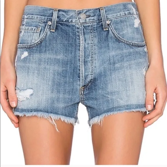 AGOLDE Parker Light Wash Distressed Cutoff Jean Shorts | 26