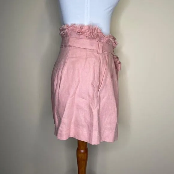 Alexis Shorts Jolan Pink Hi Waisted Paper Bag Linen Shorts S