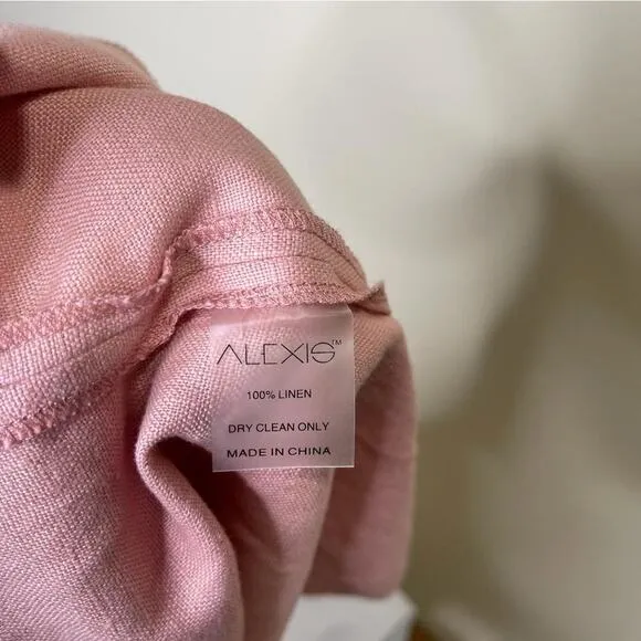 Alexis Shorts Jolan Pink Hi Waisted Paper Bag Linen Shorts S