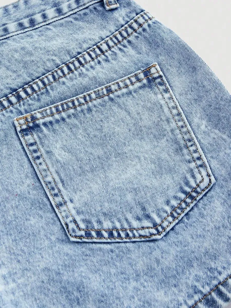 Alice Denim Shorts Women Asymmetrical Skirt in Blue