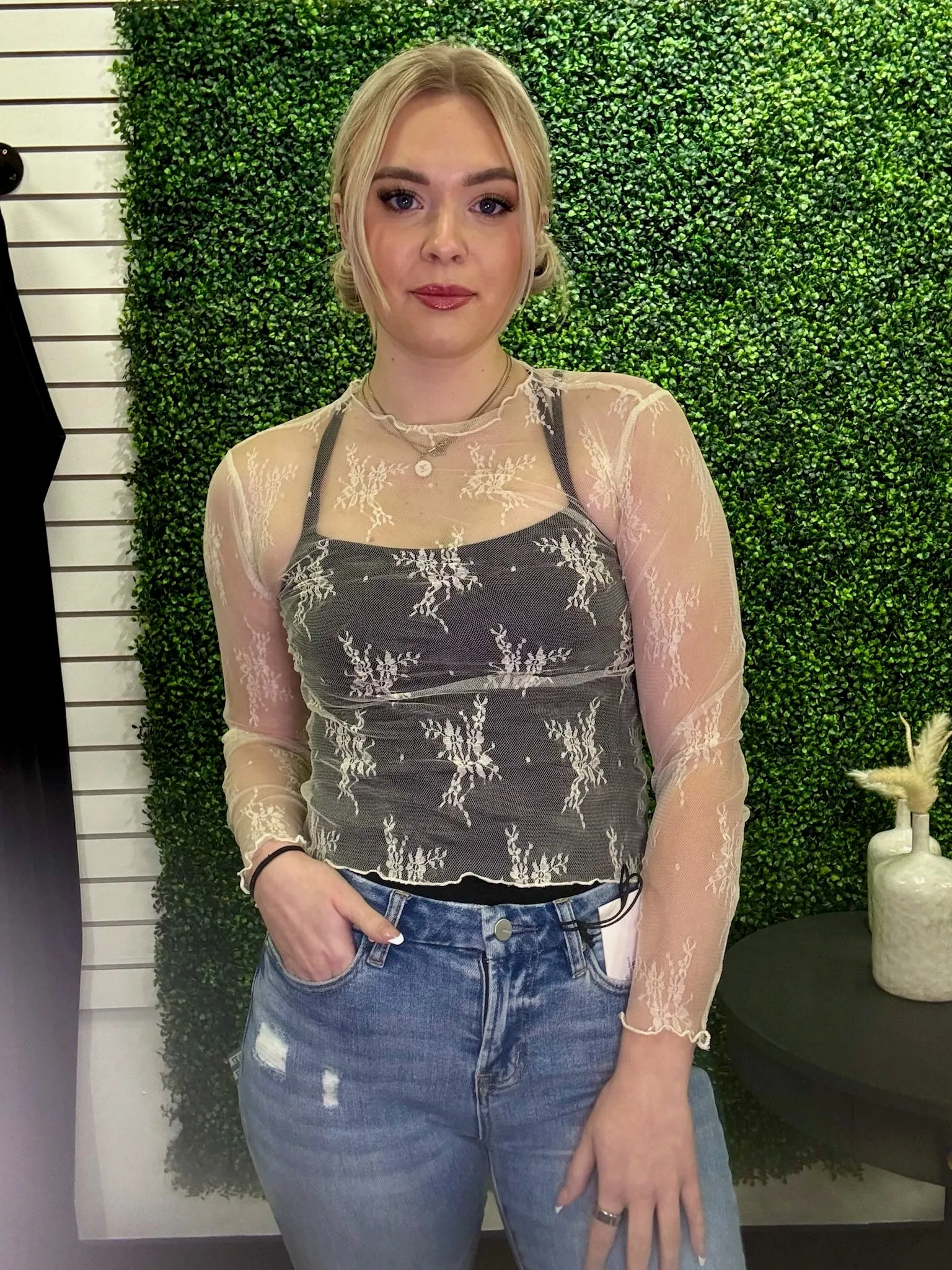 All Over Sheer Lace Top