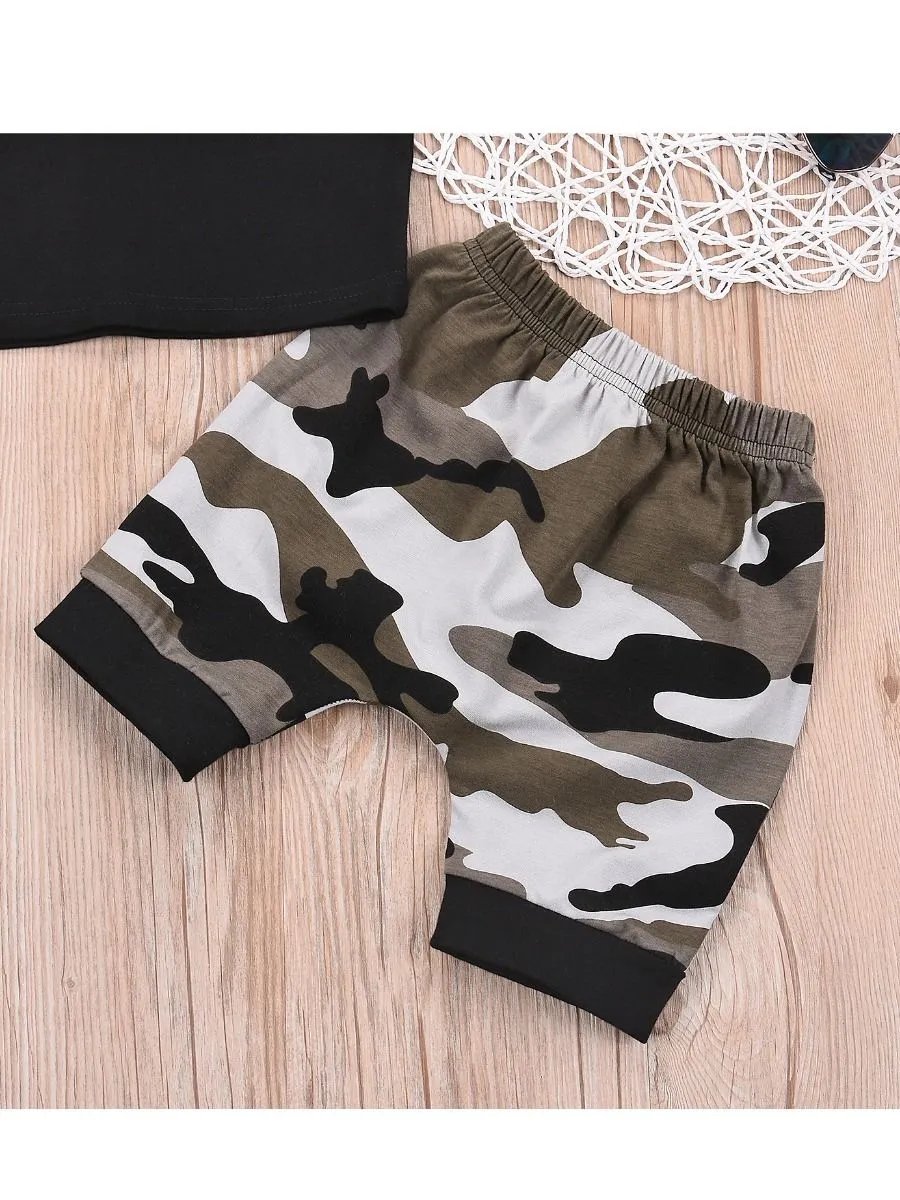 Baby Little Boys Black T-shirt with Pants