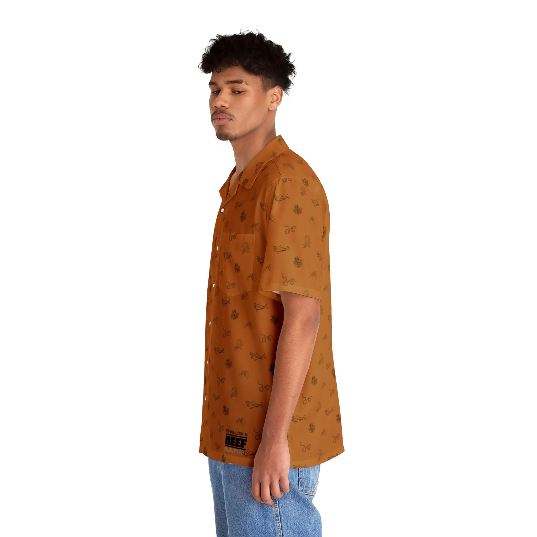 Beef Baits button up short sleeve Australia deadliest animal Men's Hawaiian Straya Shirt (AOP)