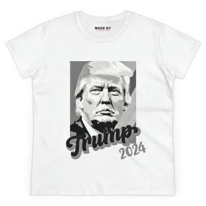Black and White Trump Face 2024 on White/Black Women's Cotton T-Shirt