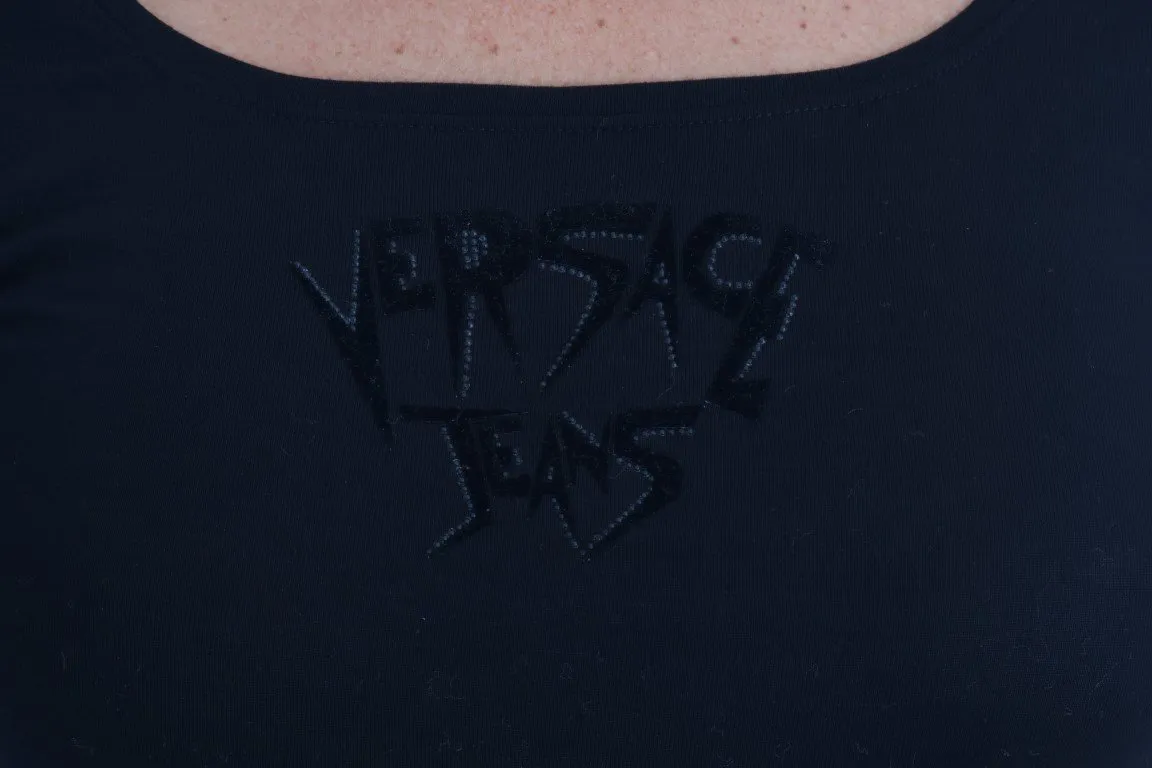 Black Logo Flock Stretch Sweater