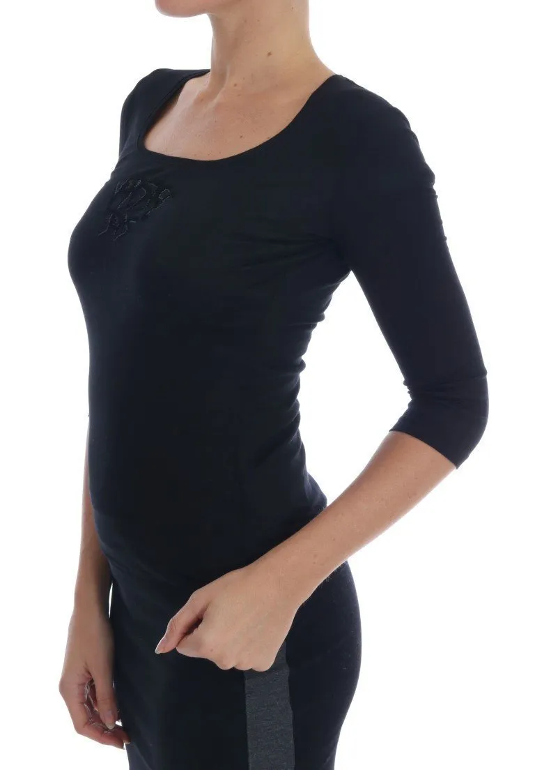 Black Logo Flock Stretch Sweater