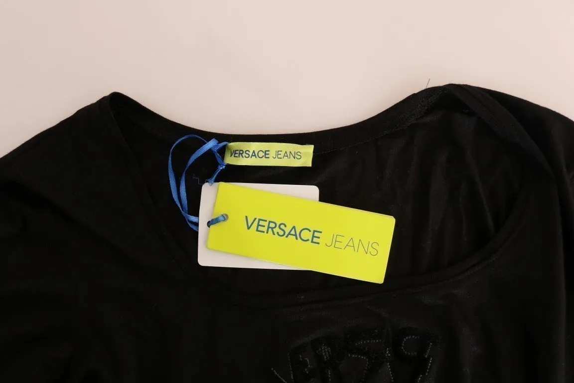 Black Logo Flock Stretch Sweater