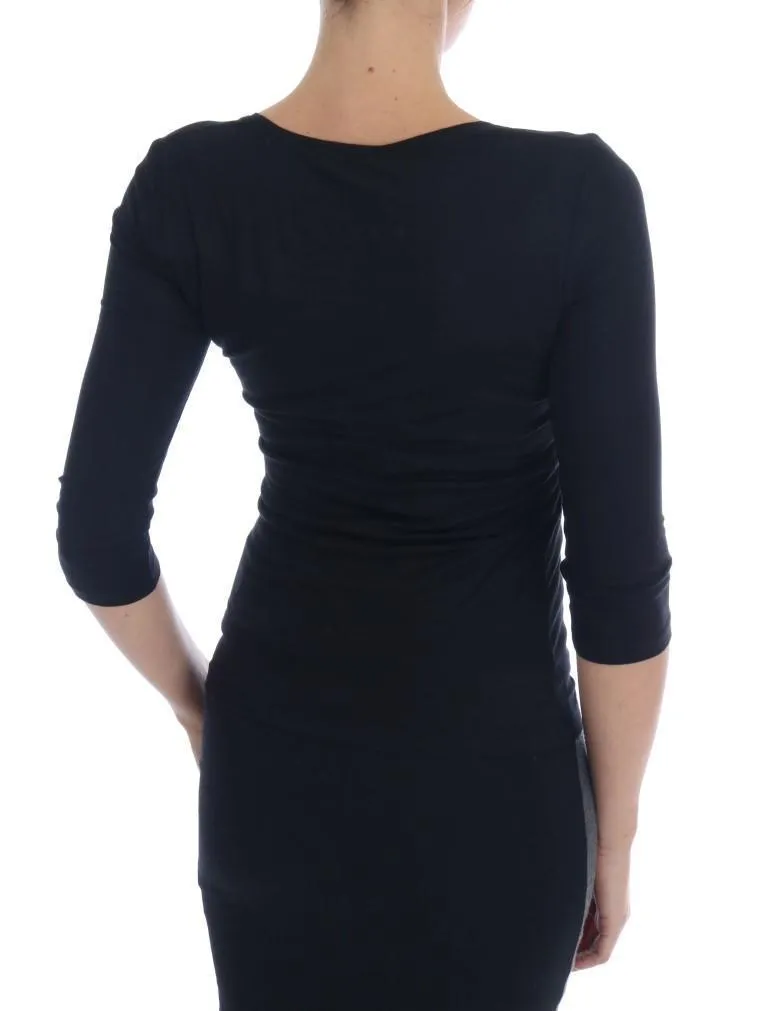 Black Logo Flock Stretch Sweater