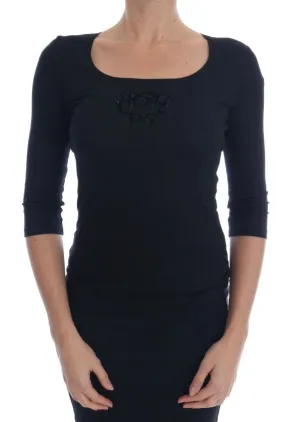 Black Logo Flock Stretch Sweater