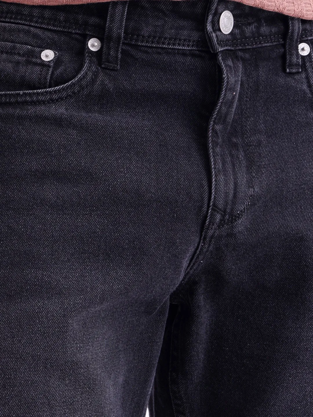 Black Plain Denim Shorts