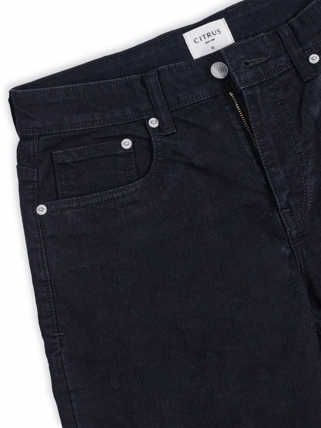 Black Plain Denim Shorts