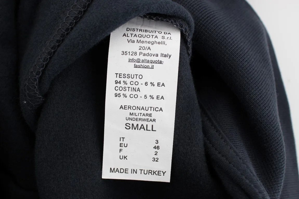 Blue Cotton Stretch Full Zipper Sweater