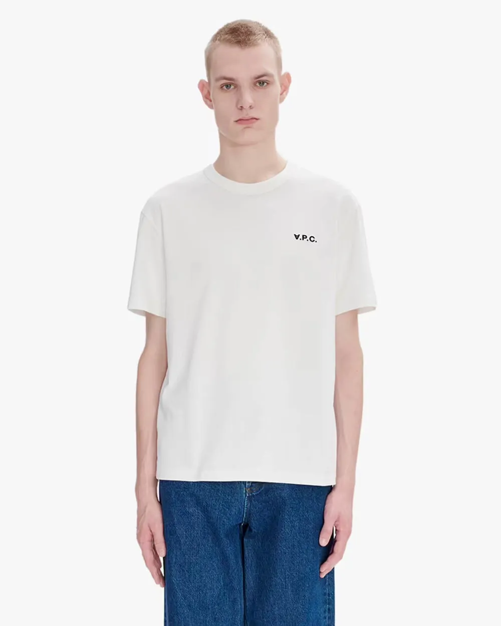 Boxy Petit VPC T-shirt - White/Dark Navy Blue