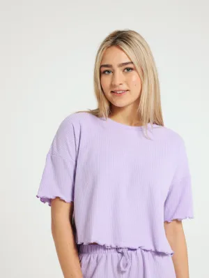 Boxy Waffle Pj Tee - Lilac
