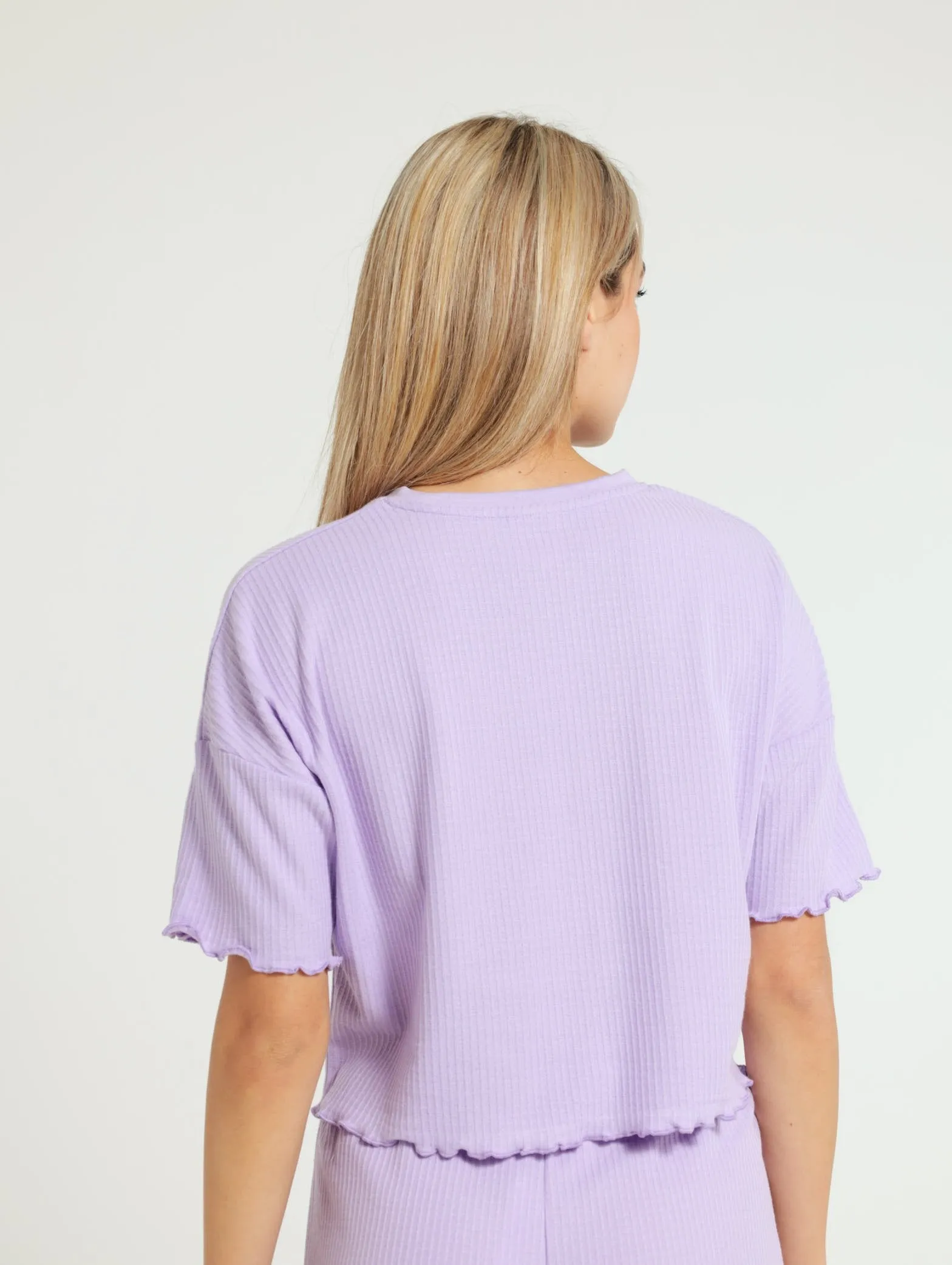 Boxy Waffle Pj Tee - Lilac