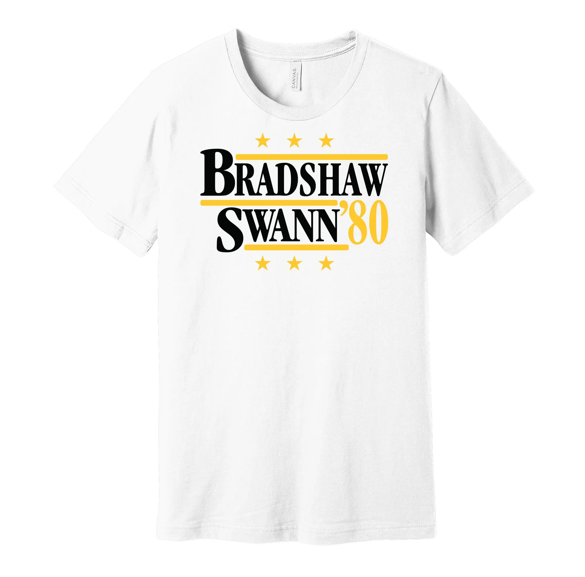 Bradshaw & Swann '80 - Pittsburgh Pennsylvania Legends Political Campaign Parody T-Shirt - Hyper Than Hype Shirts