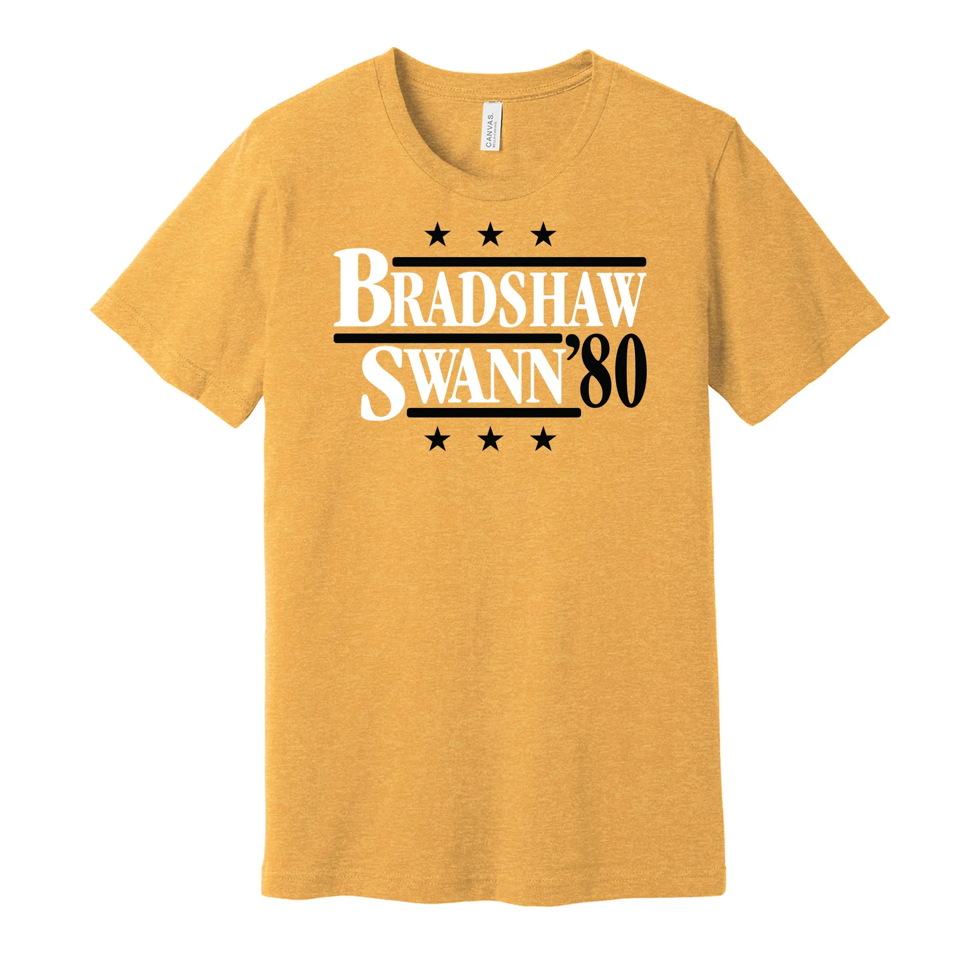 Bradshaw & Swann '80 - Pittsburgh Pennsylvania Legends Political Campaign Parody T-Shirt - Hyper Than Hype Shirts
