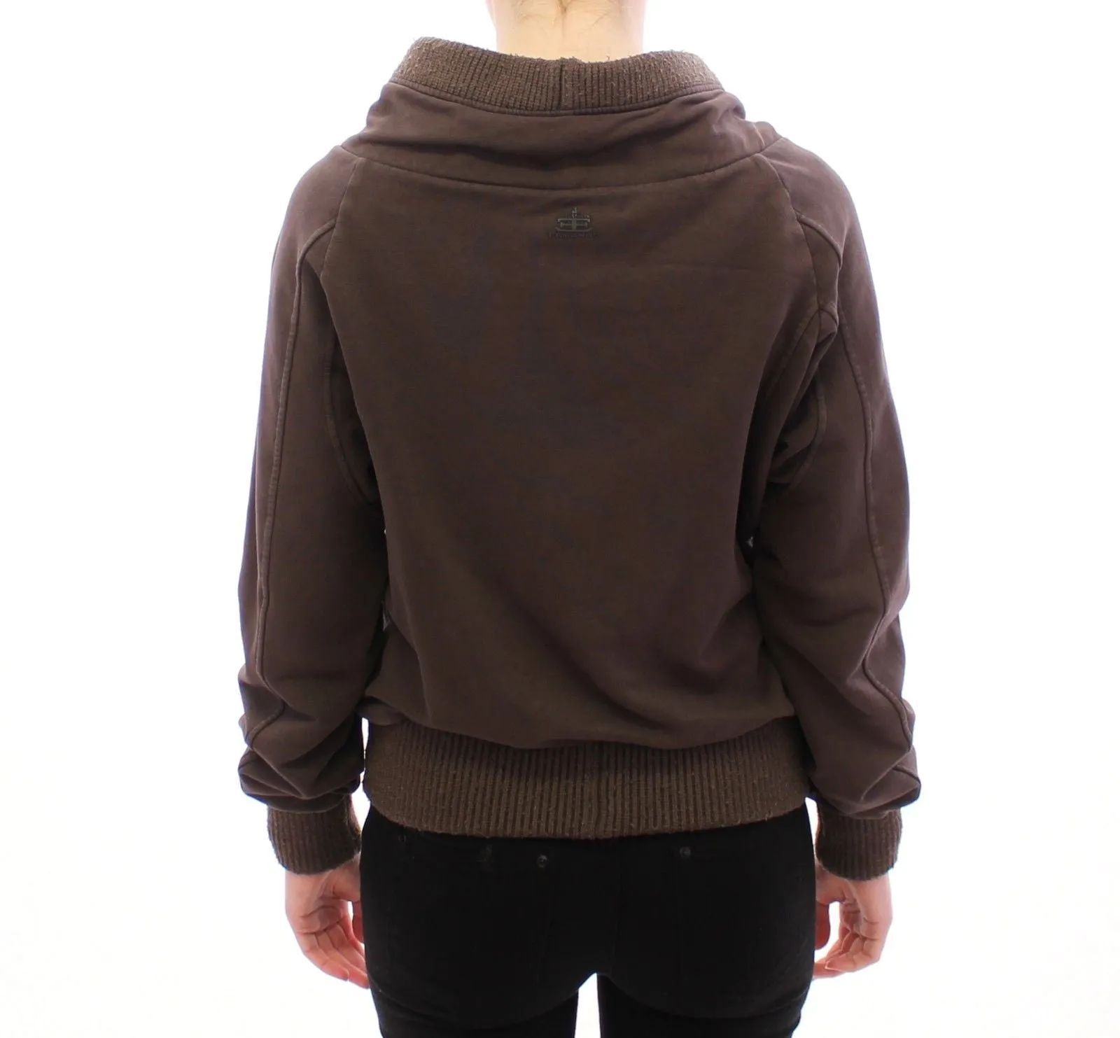 Brown Stretch Full Zip Sweater Jacket