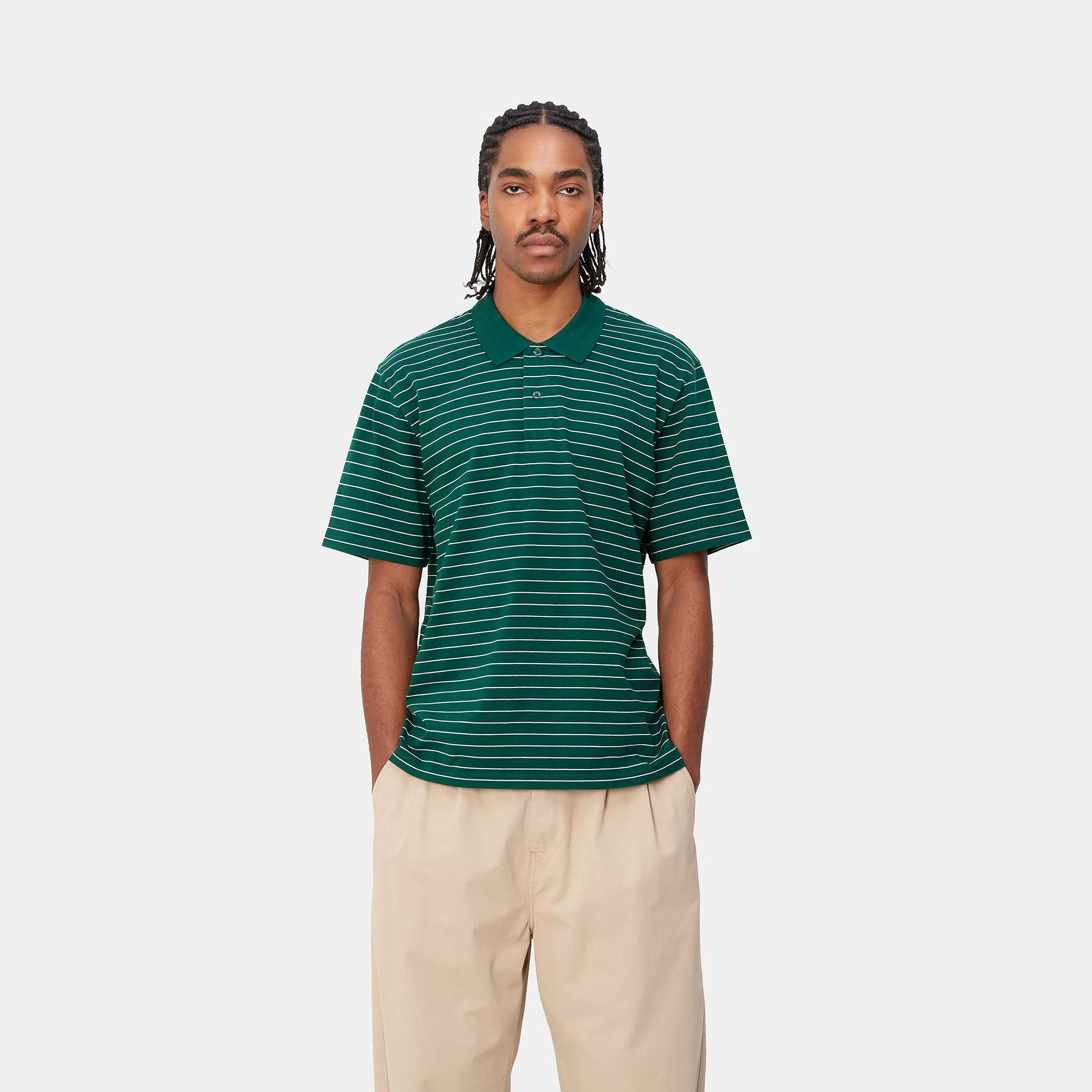 Carhartt WIP Cason Stripe Polo Shirt - Chervil