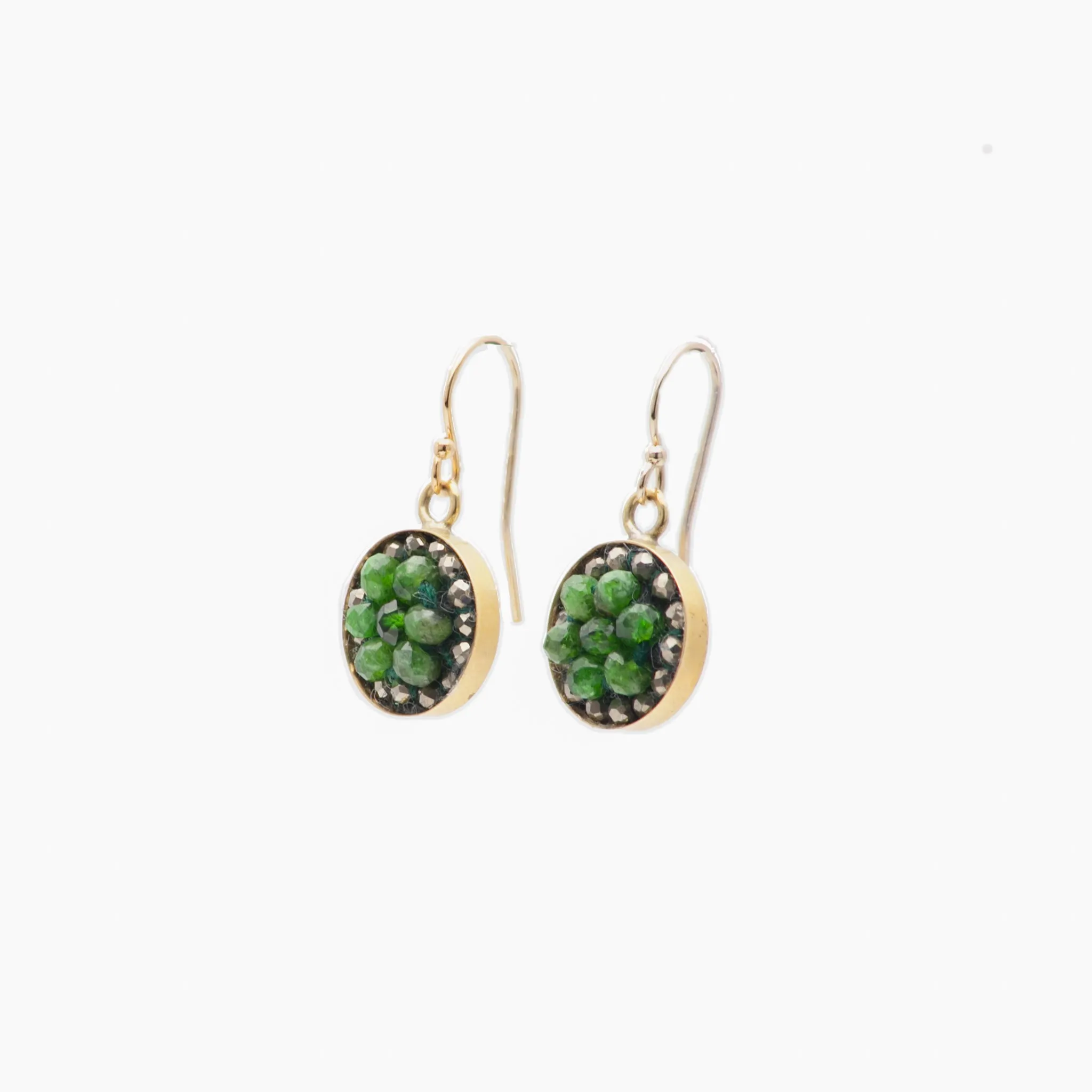 Chrome Diopside and Pyrite Mosaic Earrings