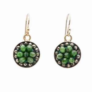 Chrome Diopside and Pyrite Mosaic Earrings