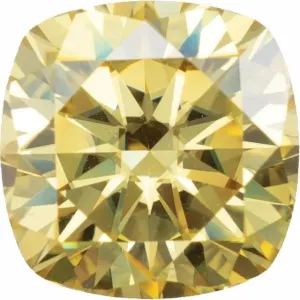 Cushion Diamond Faceted FAB Yellow Moissanite Loose Stone