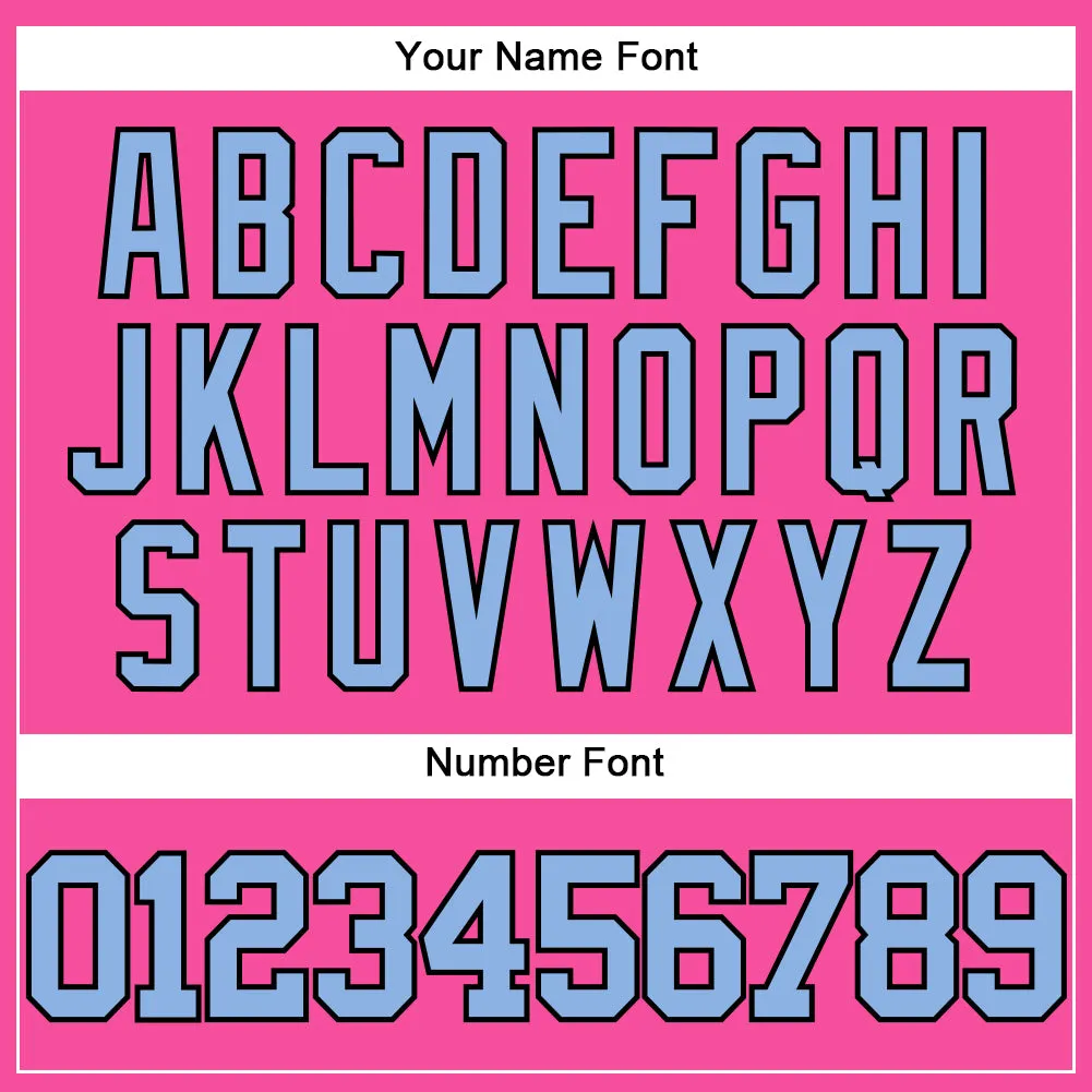 Custom Pink Light Blue-Black Authentic Baseball Jersey