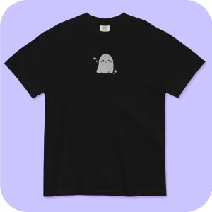 Cute Little Ghost Embroidered Men’s sized garment-dyed Comfort Colors heavyweight t-shirt S - 3XL