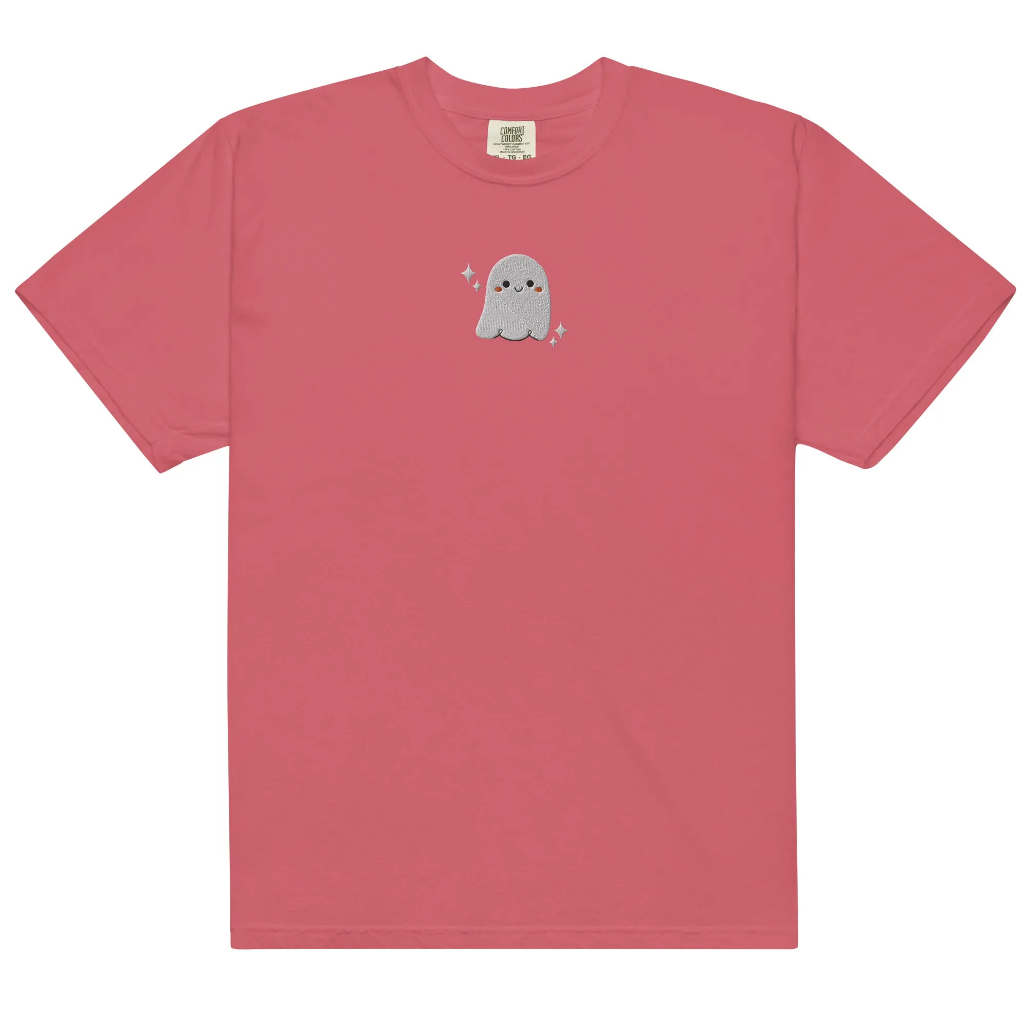 Cute Little Ghost Embroidered Men’s sized garment-dyed Comfort Colors heavyweight t-shirt S - 3XL